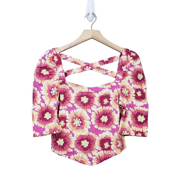 Free People Womens M Give Me More Crop Top in Pop Combo NEW - Picture 2 of 11